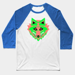 Neon Green Fox Face Baseball T-Shirt